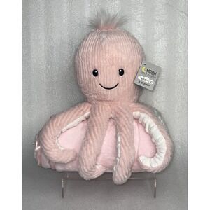 Moon and Stars Pink Octopus Plush & Satin Trim Blanket 41X36" Walgreens NEW